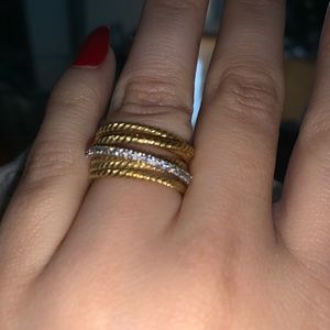 Crossover Gold+diamond ring